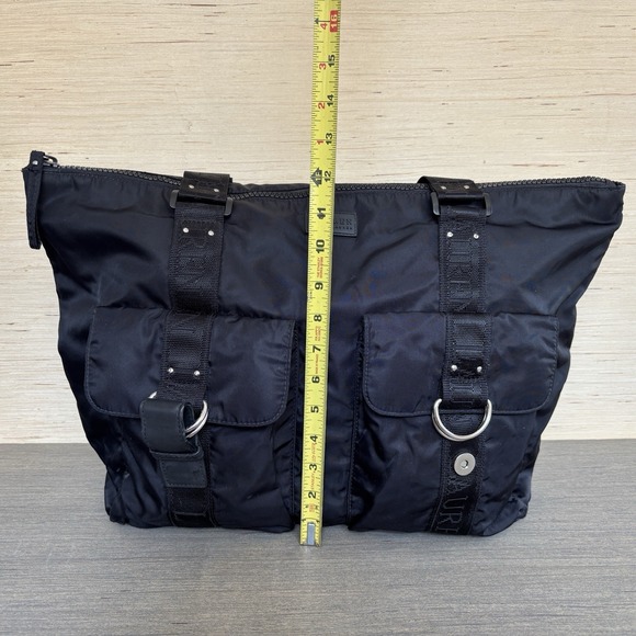 Lauren Ralph Lauren Black Nylon Duffel Overnight Weekend Travel Tote Bag - Picture 3 of 16